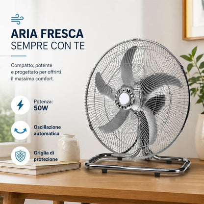DCG Ventilatore 3 in 1 a Piantana, Parete e Tavolo, 60W, Diametro 49 cm, Altezza Massima 130 cm, 3 Velocità