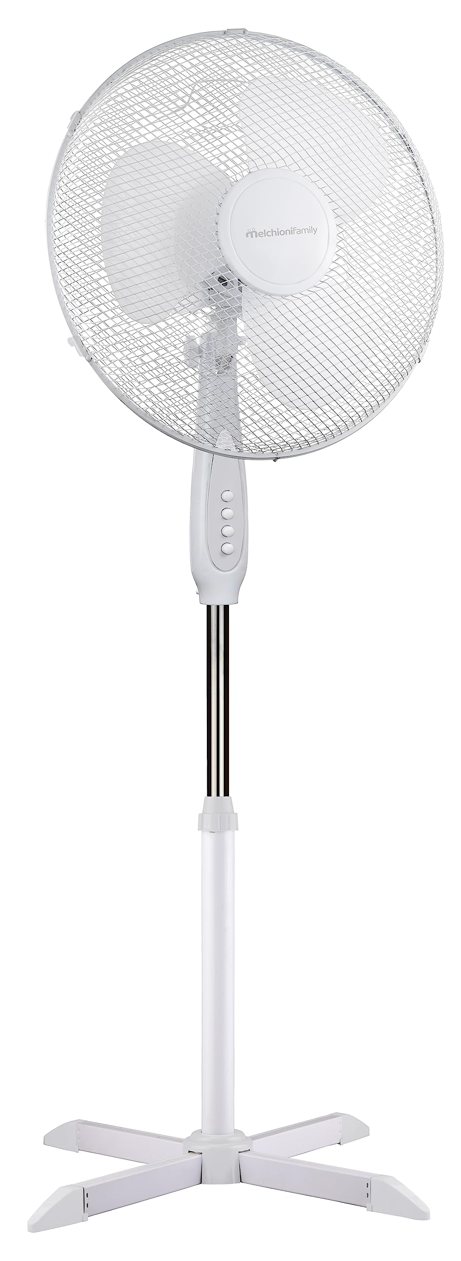 Melchioni Family | Ventilatore a Piantana con 3 Velocità, Ventola a 3 Pale Diametro 40 cm, con Funzione di Oscillazione, Colore Bianco
